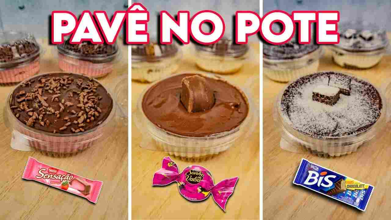 3 Sabores de Pavê no Pote para Vender - Sonho de Valsa, Bis e Sensação