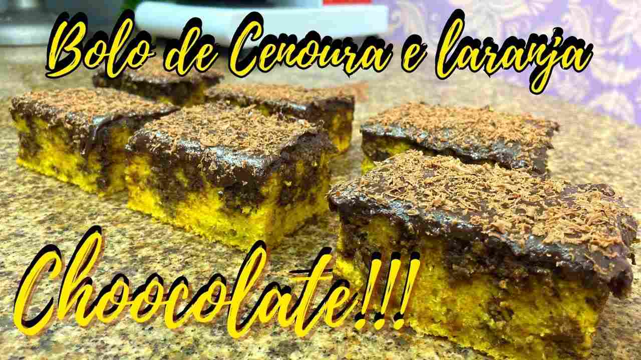 2 Laranja 2 Cenoura - O Melhor Bolo Caseiro Fofinho de Cenoura com Laranja e Cobertura de Chocolate
