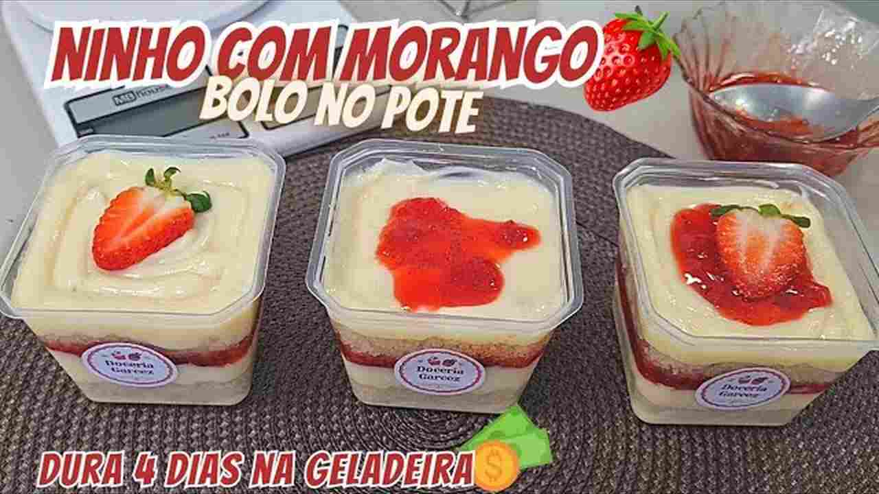 Como Fazer Bolo no Pote Ninho com Morango