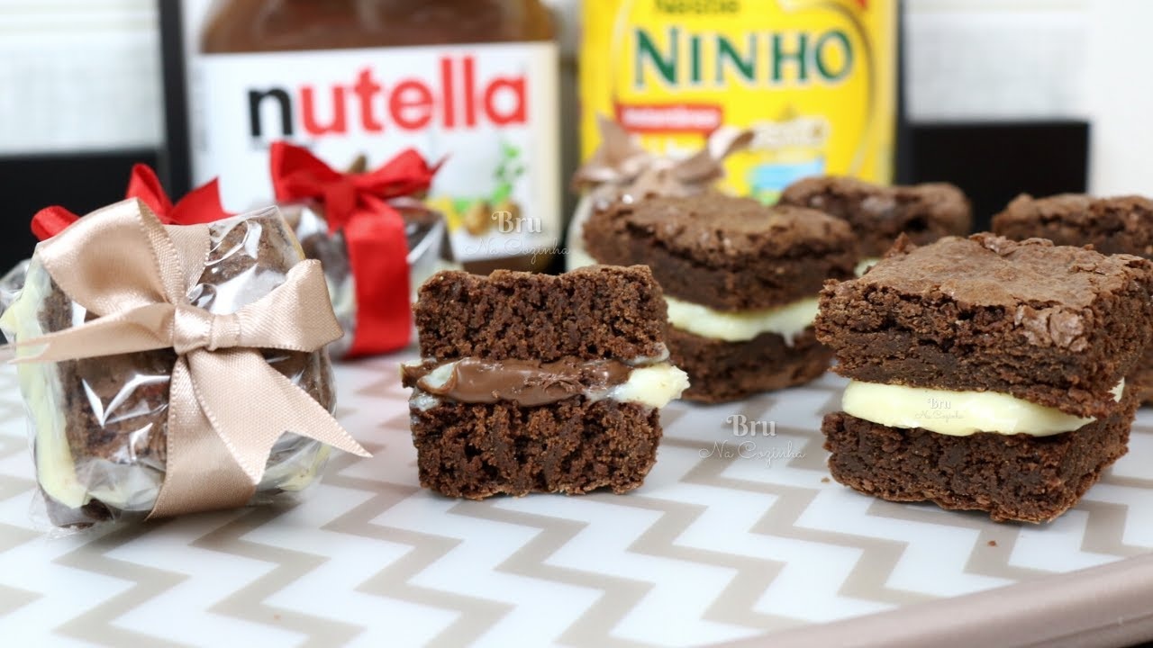Brownie Recheado de Leite Ninho com Nutella