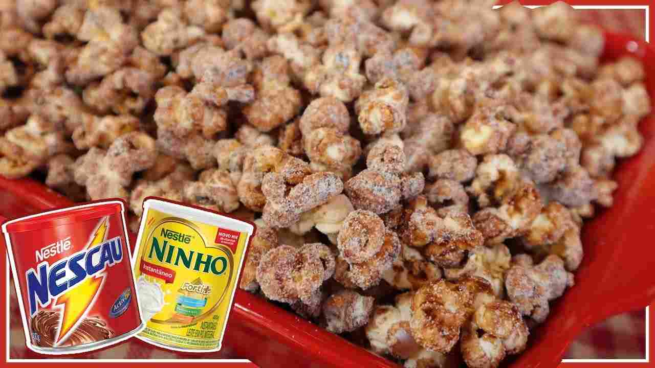 A Melhor Pipoca Doce Gourmet de Chocolate e Leite Ninho