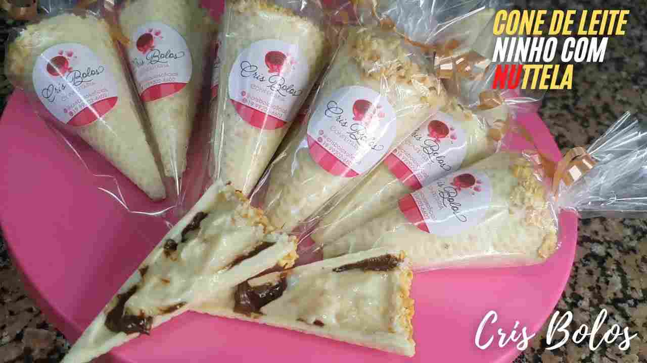 Cone de Leite Ninho com Nutella e Casquinha de Chocolate para Você Vender Muito..