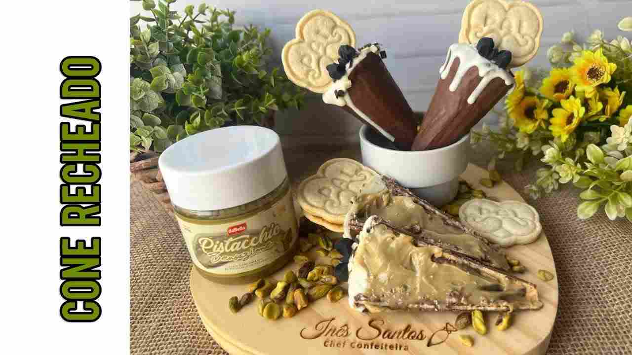 Cone Recheado de Pistache e Decorado Dia dos Pais