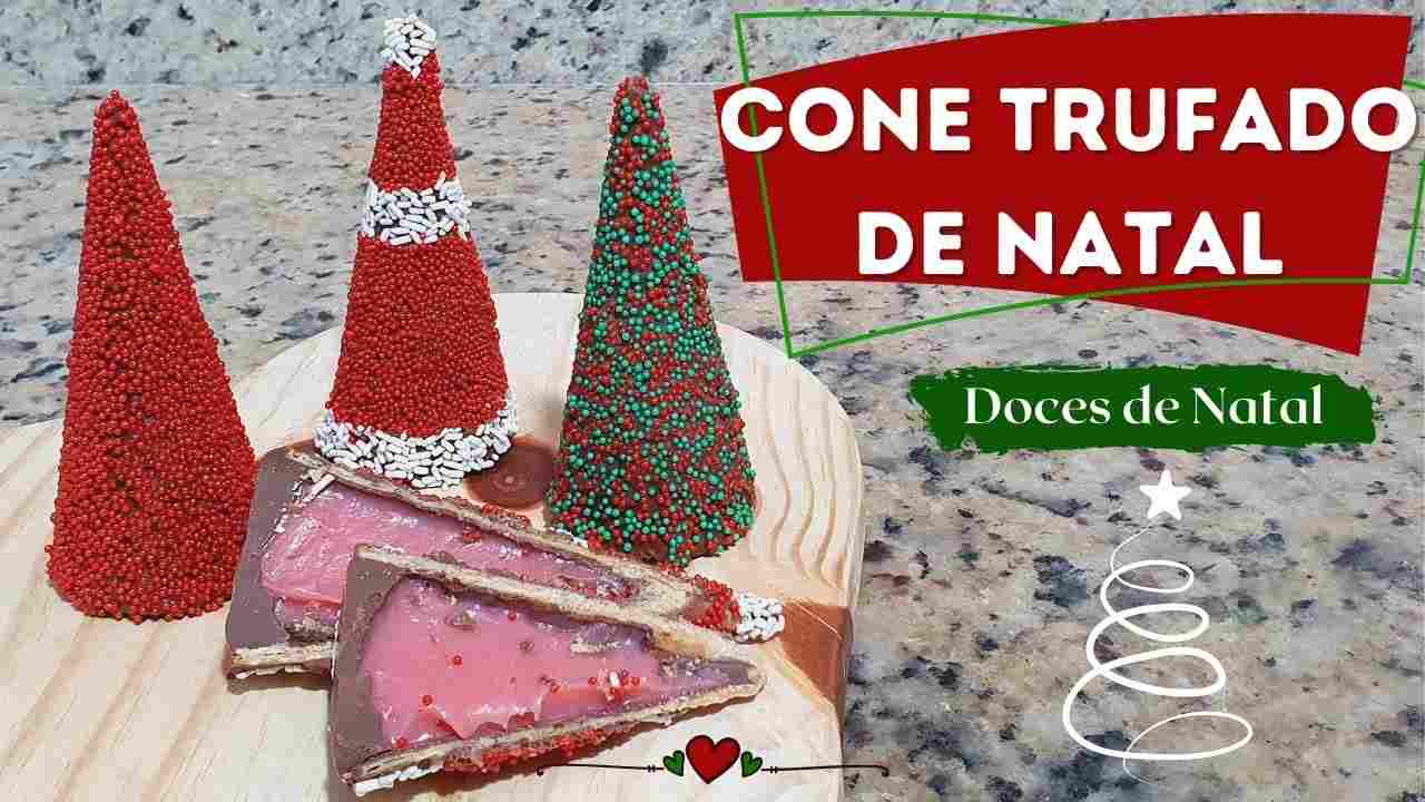 Cone Trufado de Natal (Crocante) - Doces de Natal