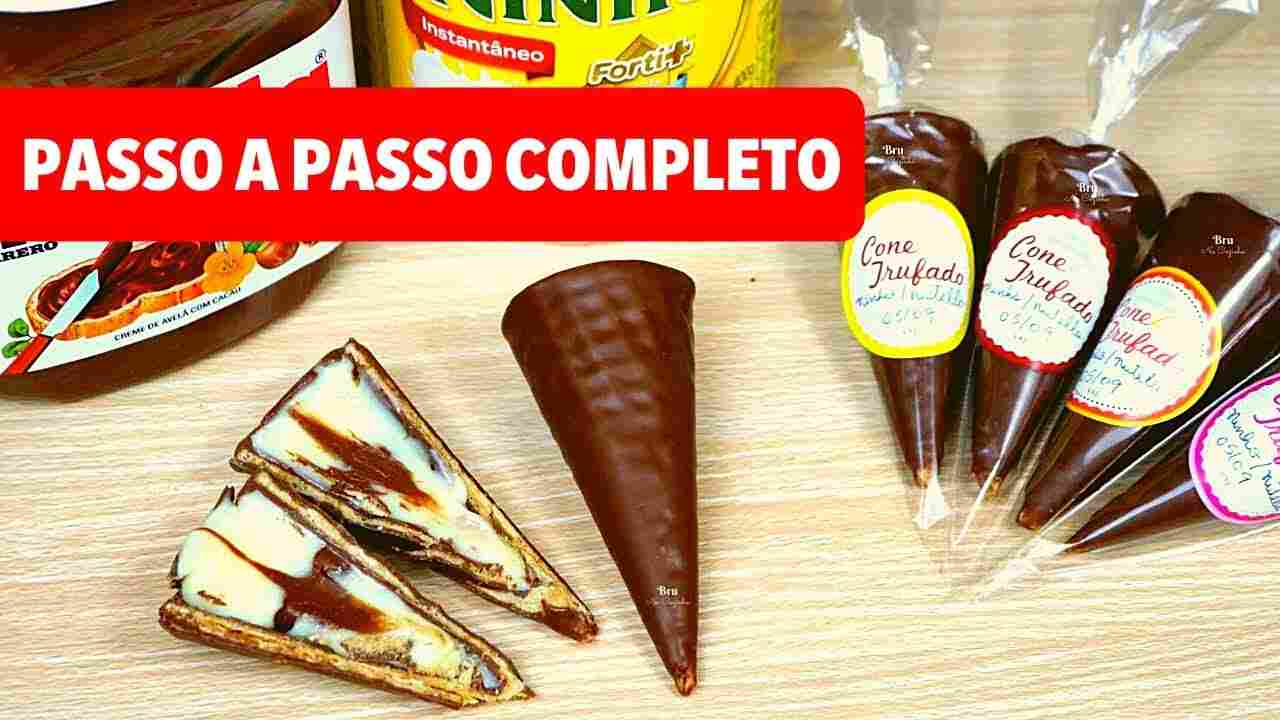 Como Fazer Cone Trufado de Leite Ninho com Nutella - Passo a Passo