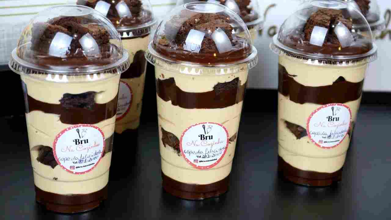 Copo da Felicidade - Mousse de Doce de Leite, Ganache Meio Amargo e Brownie Bru na Cozinha