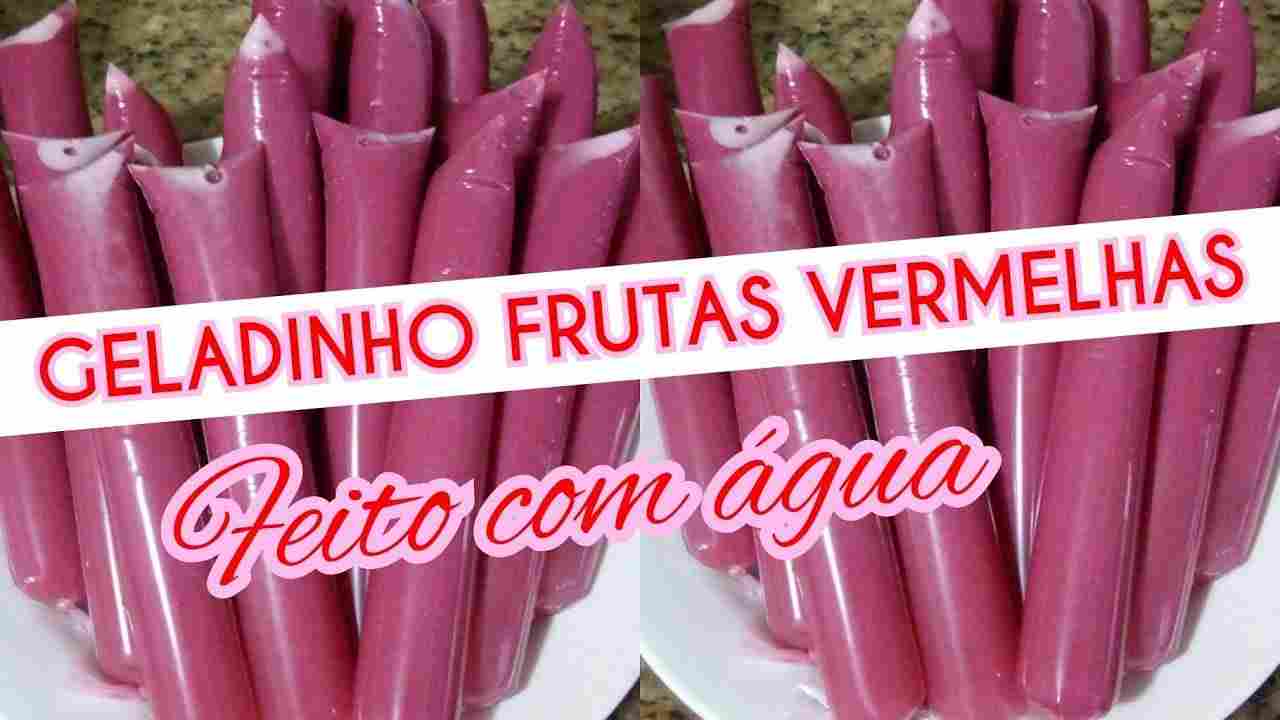Geladinho Feito com Água Frutas Vermelhas, Sacolé Frutas Vermelhas com Água