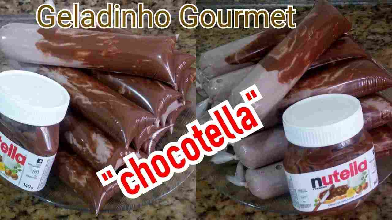 Geladinho Gourmet Chocotella Chocolate com Nutella, Sacolé de Chocolate com Nutella