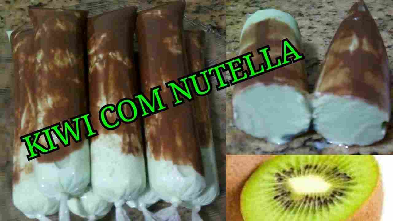 Geladinho Gourmet Kiwi com Nutella, Sacolé Gourmet Kiwi com Nutella