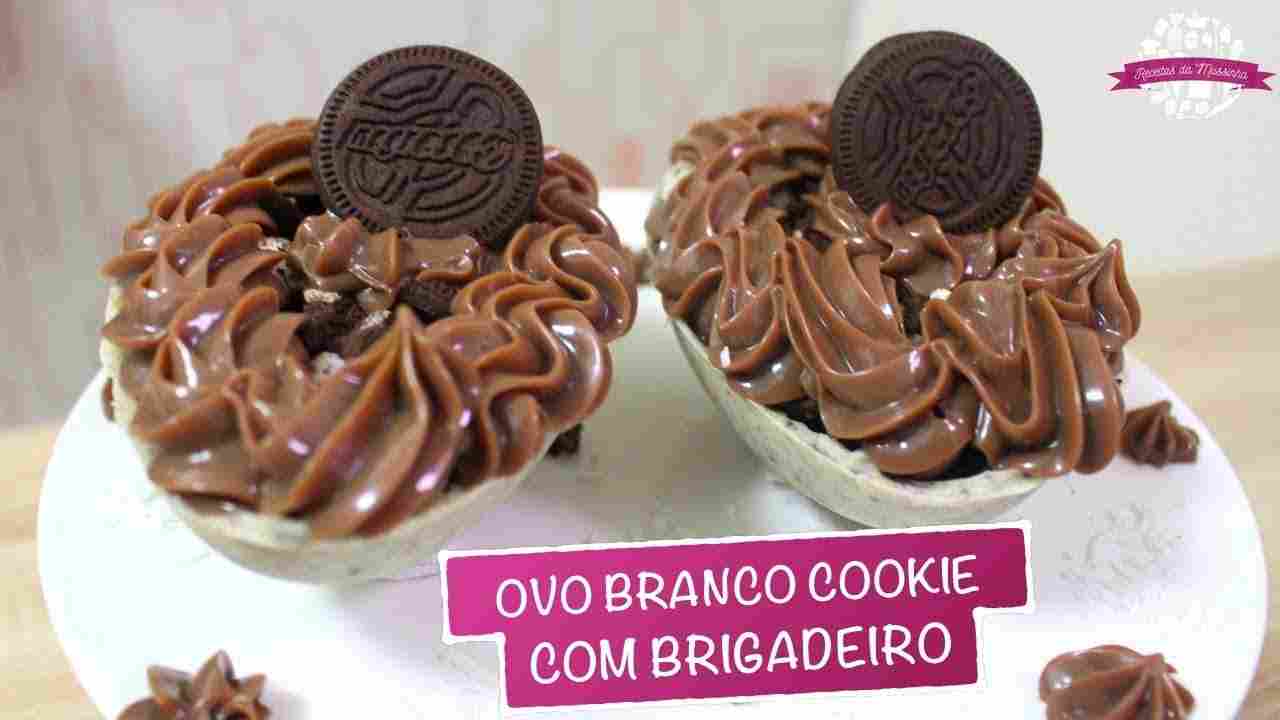 Ovo de Páscoa Branco Cookie com Brigadeiro de Colher -