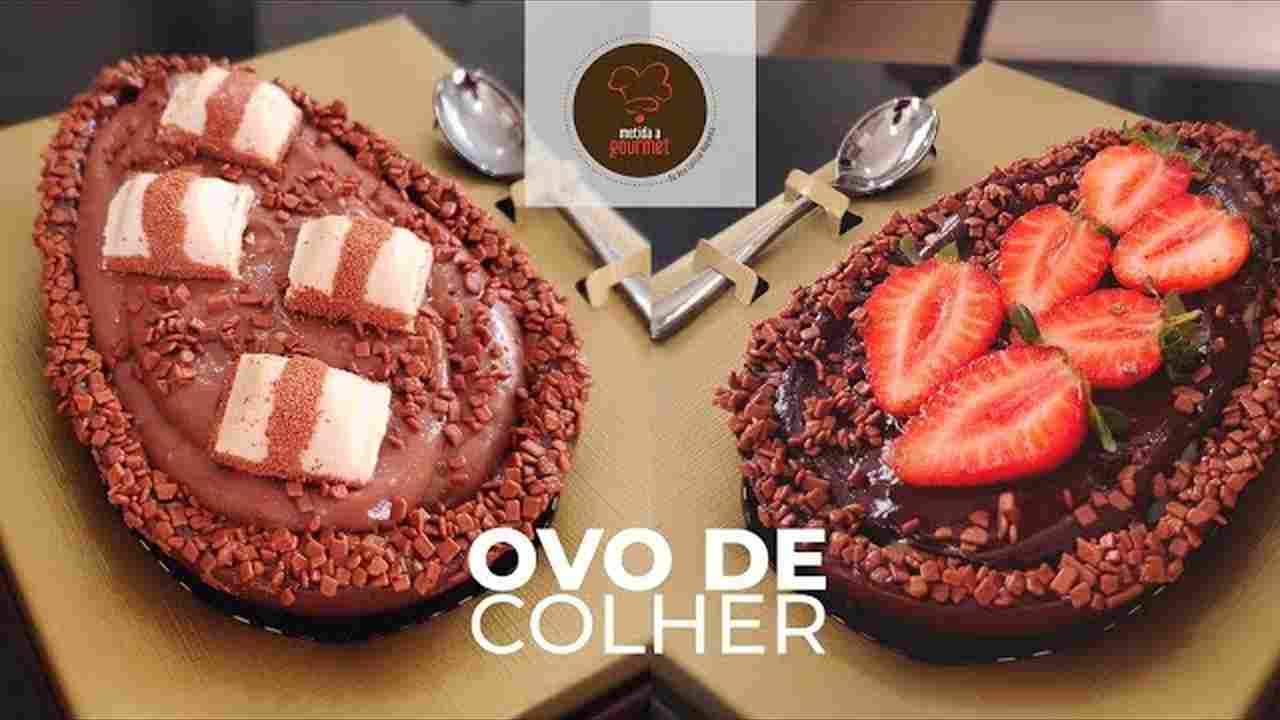 Ovo de Páscoa de Colher: Kinder Bueno e Bombom de Morango