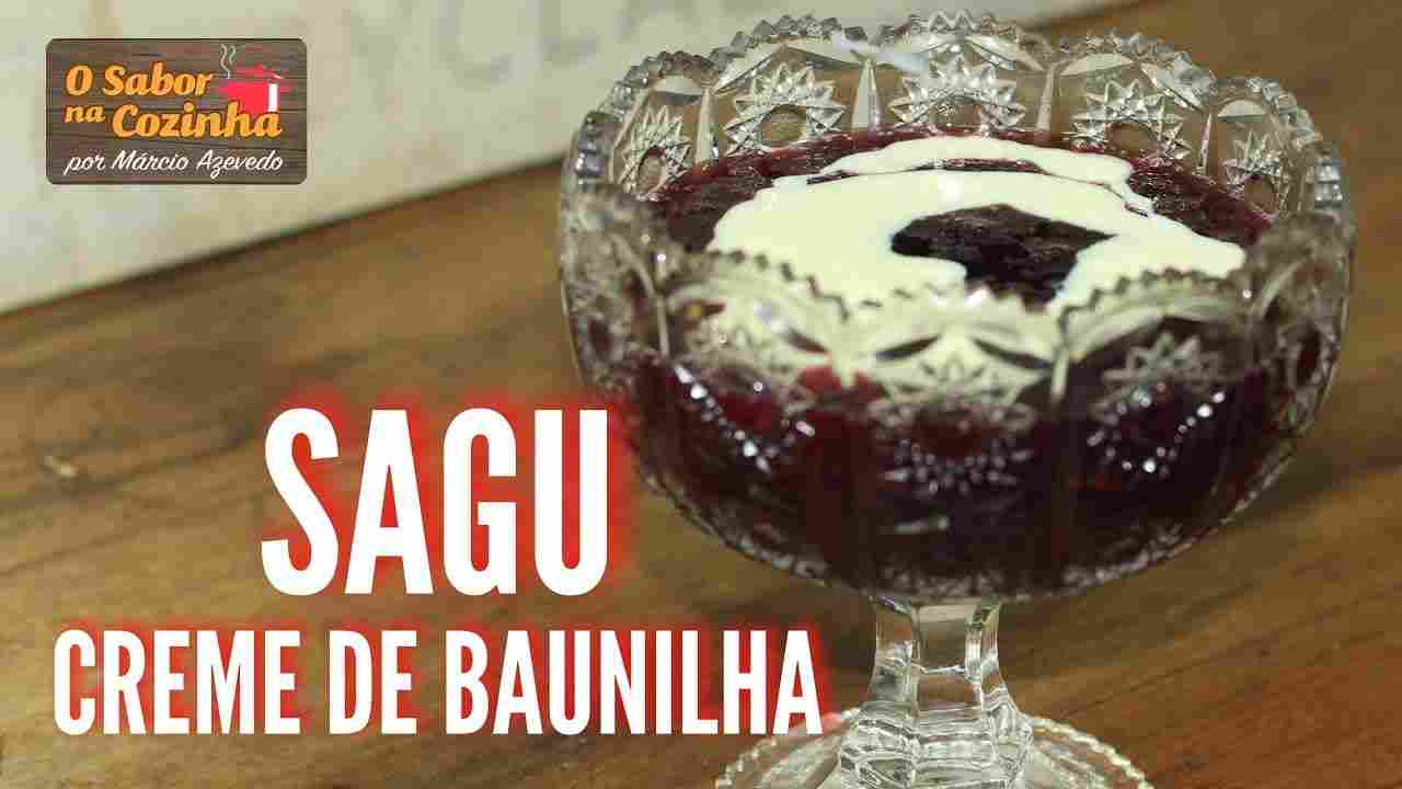 Sobremesa Receita de Sagu Acompanhado de Creme de Baunilha