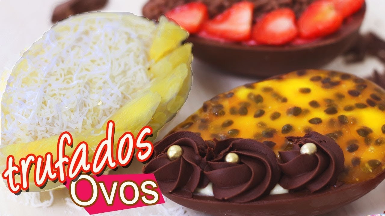Três Ovos de Páscoa Trufados de Colher - Maracujá, Abacaxi e Frutas Vermelhas